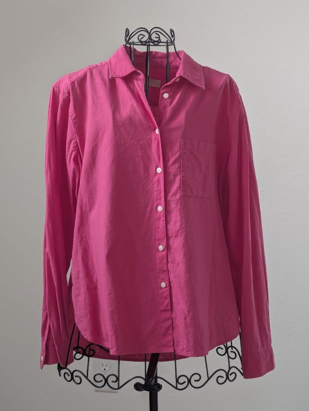 LOFT Fuchsia Pink Linen Blend Button Up Shirt S